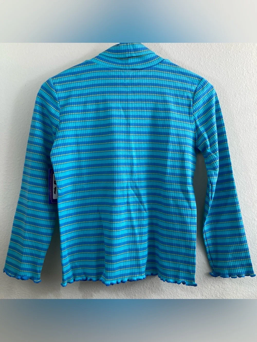 Goody's Girls Striped Rib Knit Turtleneck Top Size L 13-14 NWT Y2K